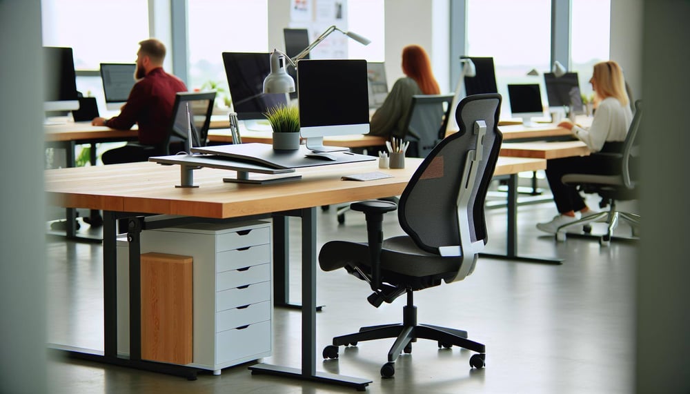 Ergonomischer Arbeitsplatz für Büroangestellte beim Arbeiten