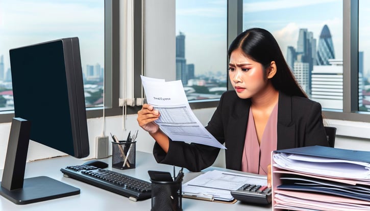 Foto eines Arbeitgebers, der Fahrtkostenformulare überprüft.- Arbeitsweg