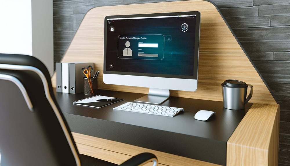 Identity Access Management System auf einem Bürocomputerbildschirm