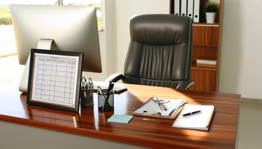 Rahmendienstplan auf dem Schreibtisch eines Managers