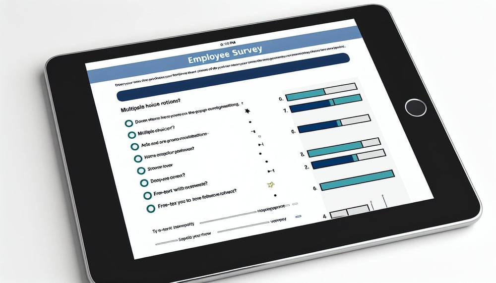 Screenshot eines Fragebogens einer Mitarbeiterbefragung auf einem Tablet