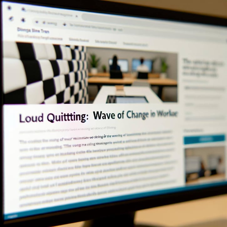 Loud Quitter - Trend in der Arbeitswelt: Bild eines Büroarbeiters, der einen Artikel über Loud Quitting liest.