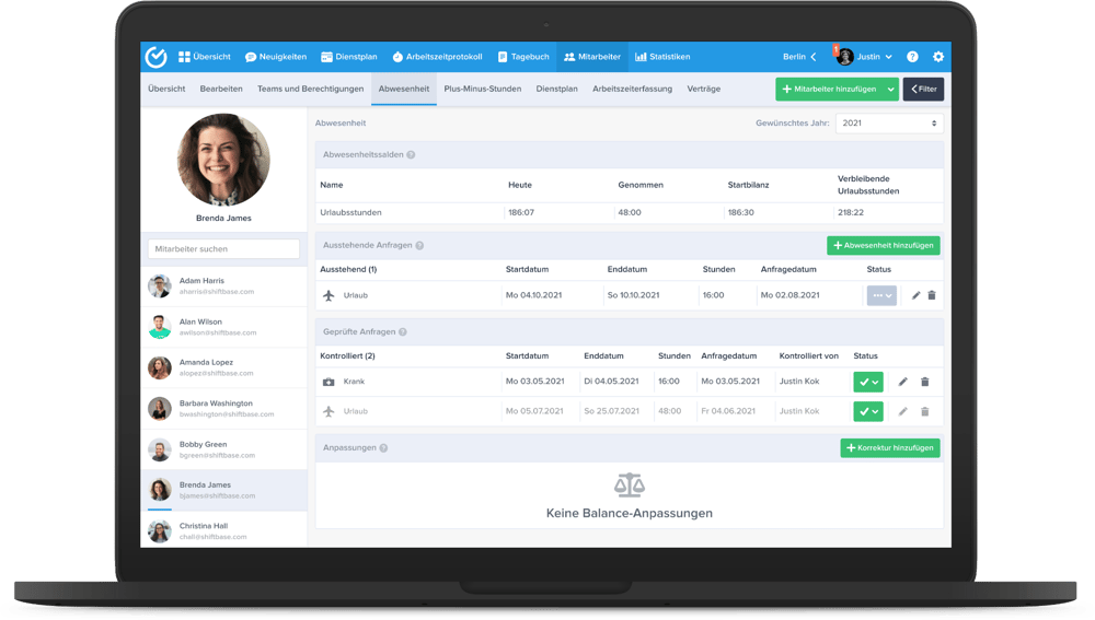 Urlaub und Abwesenheit professionell erfassen.
